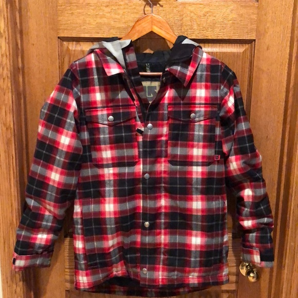 Burton Plaid Snowboard Jacket Size L 